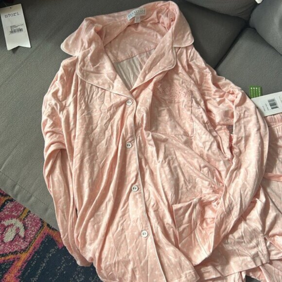 NWT P.J. Salvage Women's Tint Pink Love Lace Pajama Set Size Large - Picture 4 of 8